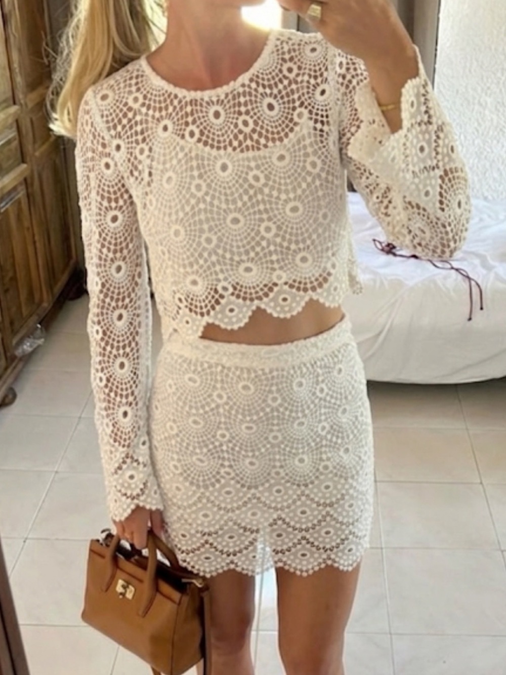 Love Shack Fancy White Knit Skirt Set
